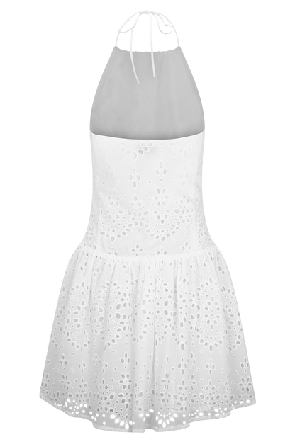 Mini-robe Carlina brodée - Blanche