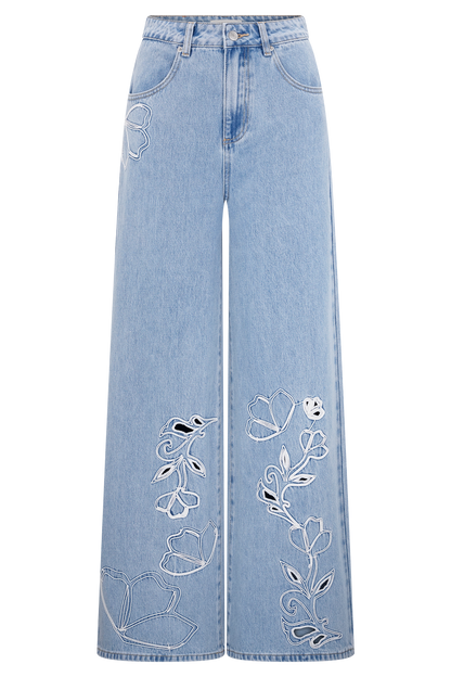 Jeans brodés Carmella - Bleu moyen