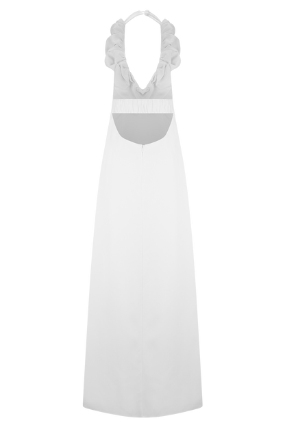 Robe Maxi Carolyn en Linon à Motifs - Blanc