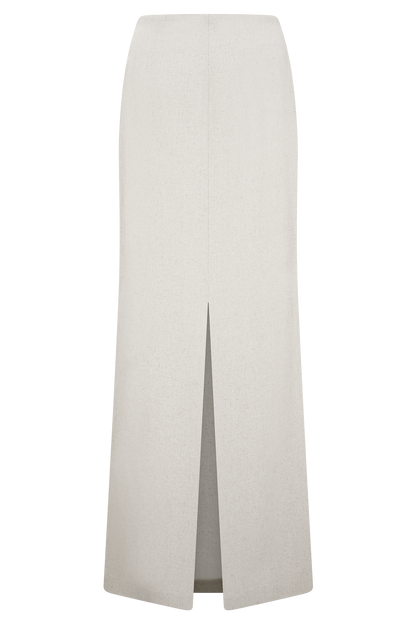 Jupe Maxi en Lin Brodé Casey - Naturel