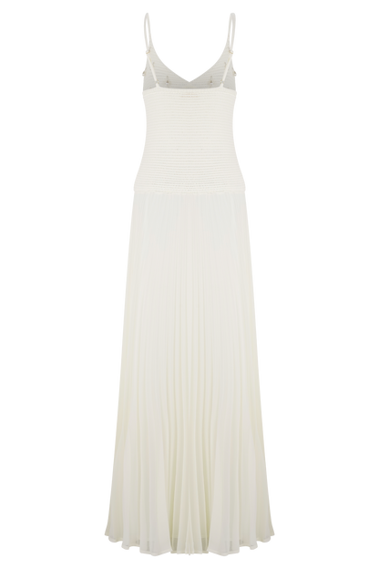 Robe Maxi Perle Croche Catherine - Blanche