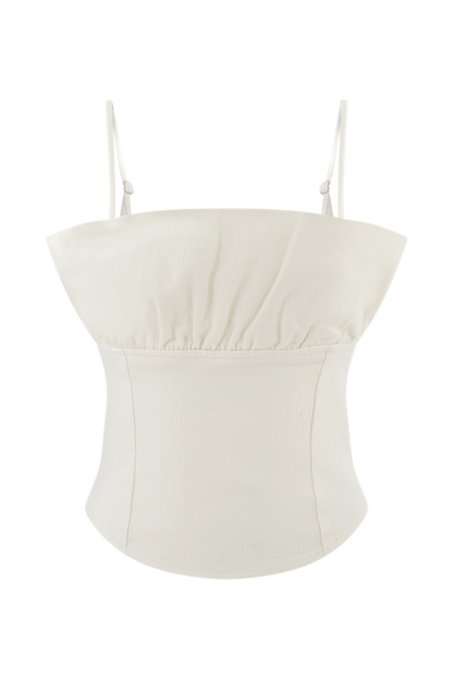 Corset en jean à volants Cecilia - Blanc