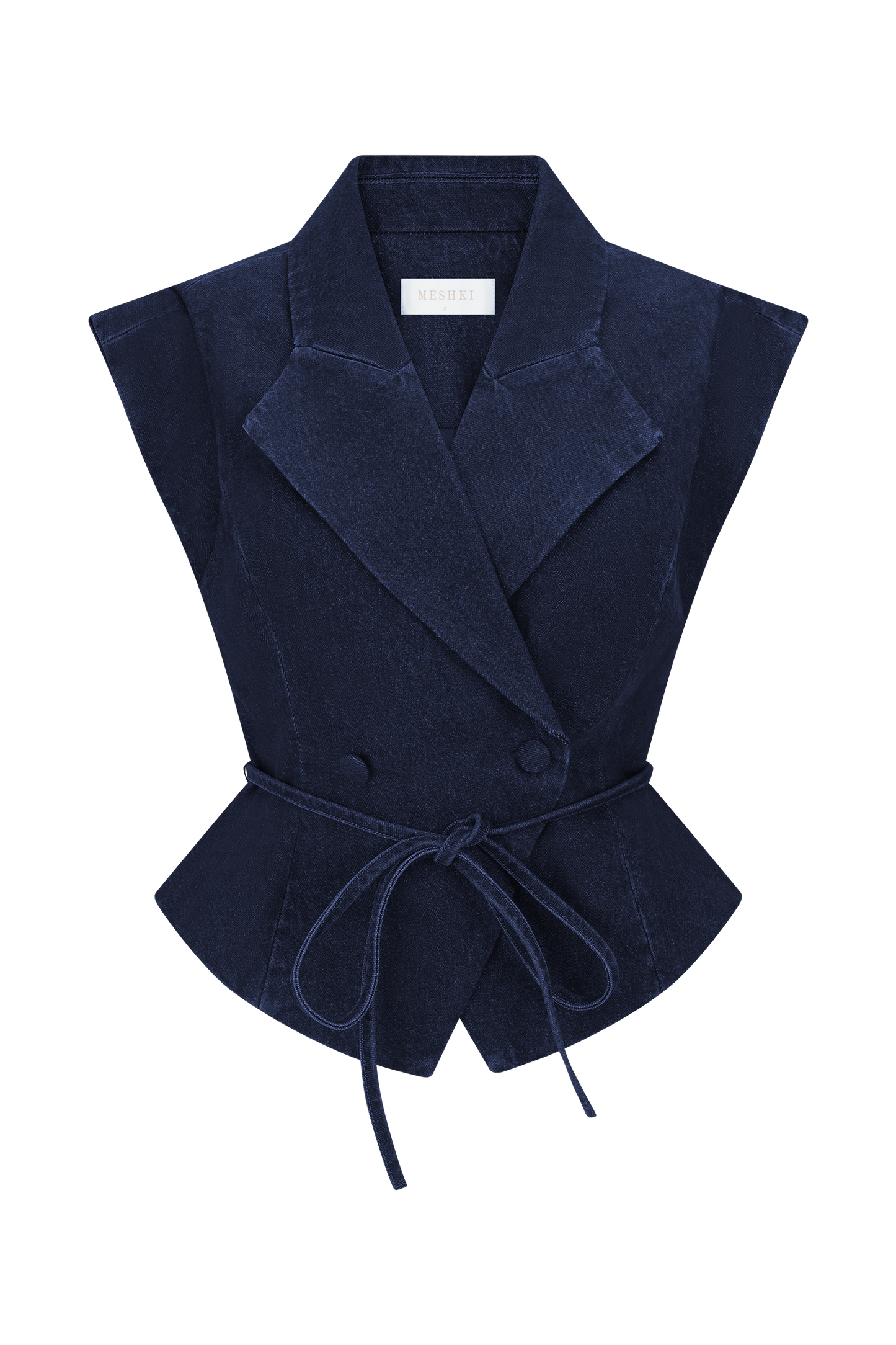 Top en jean à laçage structuré Charley - Bleu indigo