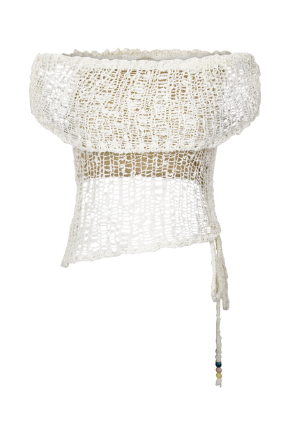 Top en tricot décolleté épaules dénudées Cordelia - Ivoire