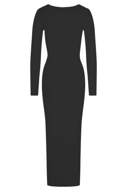 Robe mi-longue en jersey torsadé et drapé Culver - Noir