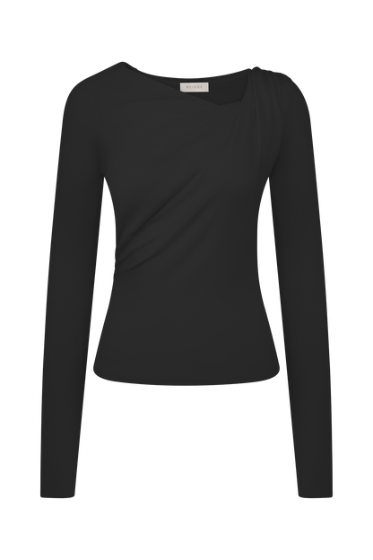 Top en tricot torsadé et drapé Culver - Noir