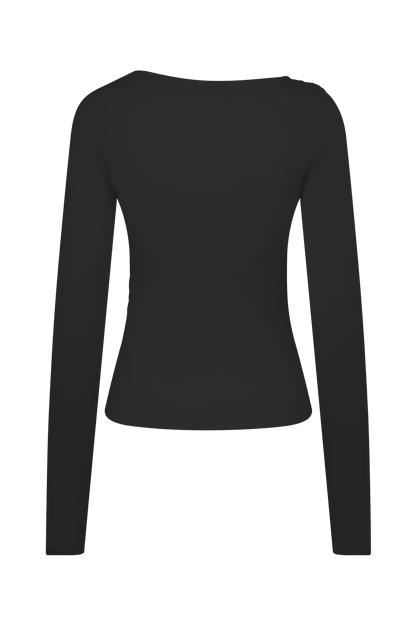 Top en tricot torsadé et drapé Culver - Noir
