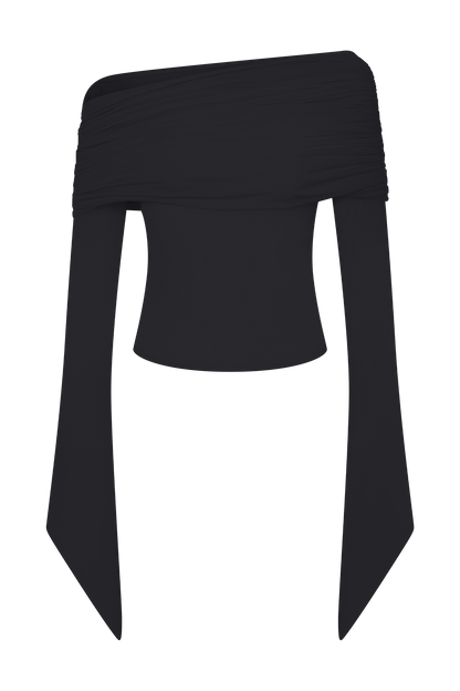 Top à une épaule Dahlia - Noir