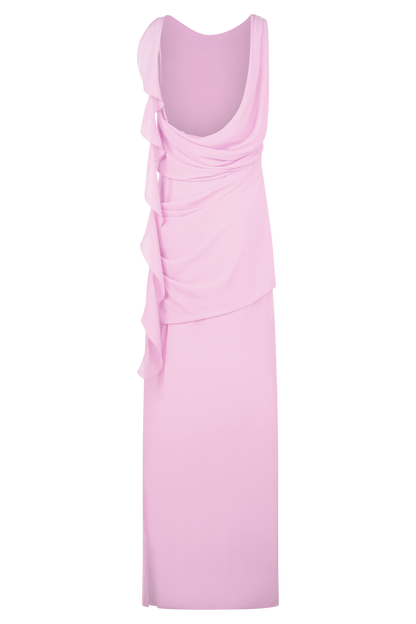 Robe Maxi en Chiffon à Drapé Daria - Lilas Clair
