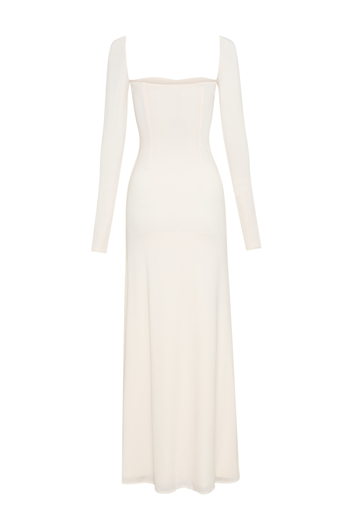 Robe longue Desirie à manches longues et fente - Ivoire