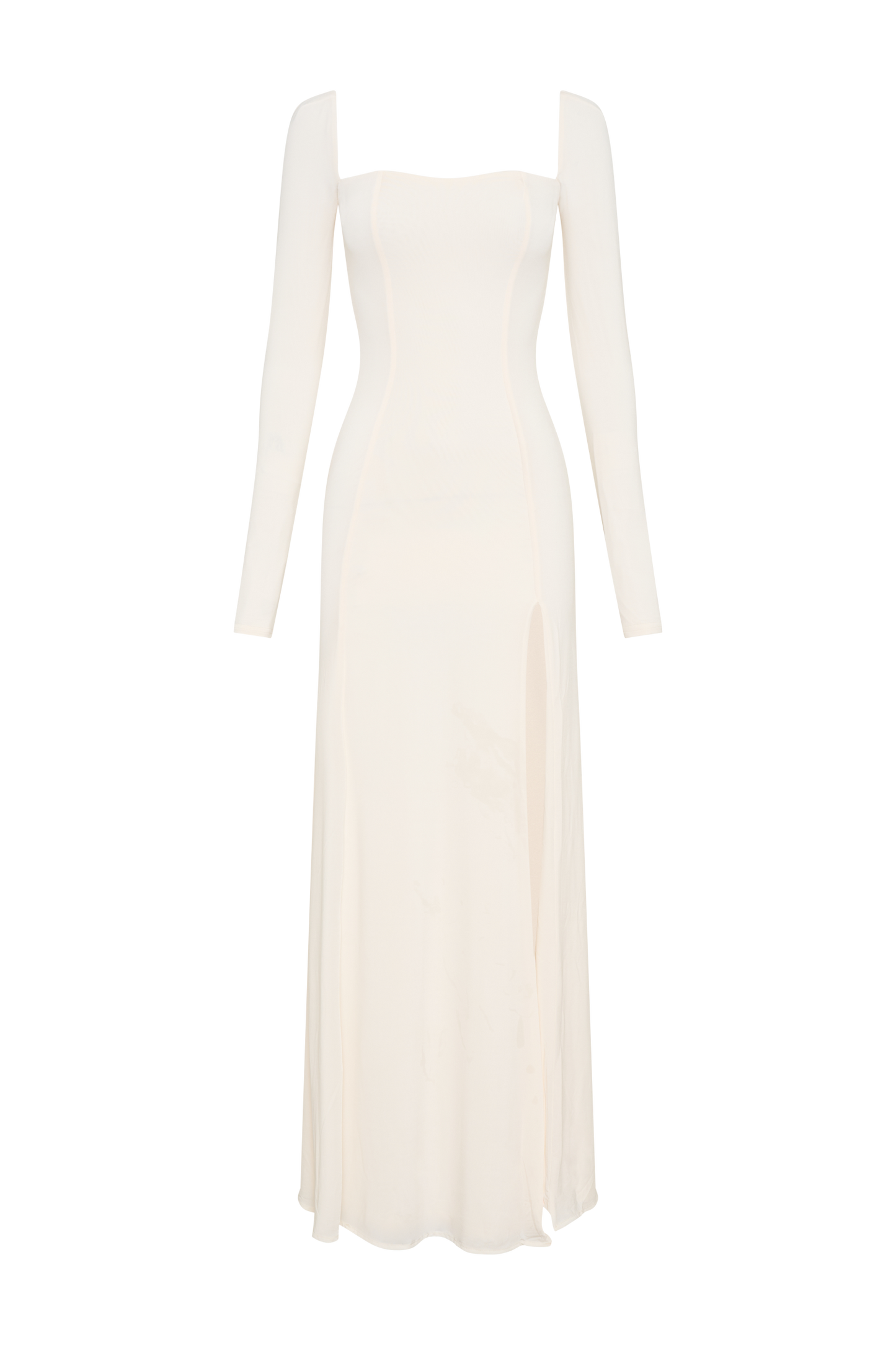 Robe longue Desirie à manches longues et fente - Ivoire