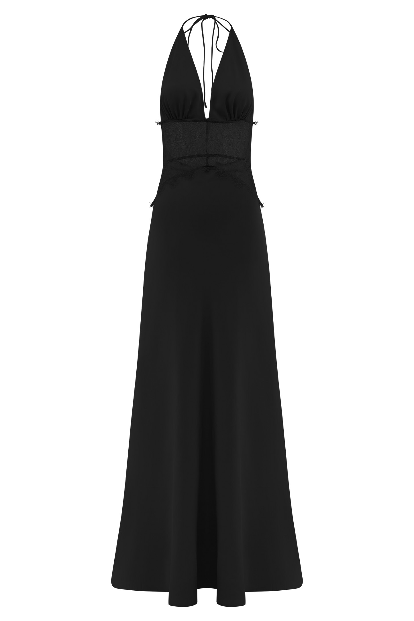 Robe Maxi en Dentelle et Satin Dinah - Noir