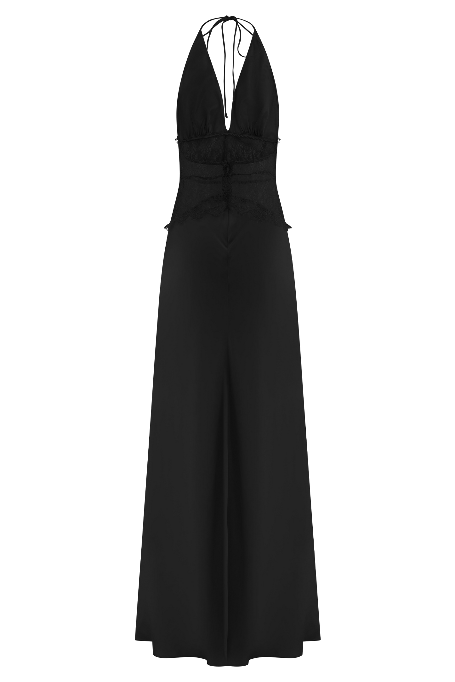 Robe Maxi en Dentelle et Satin Dinah - Noir
