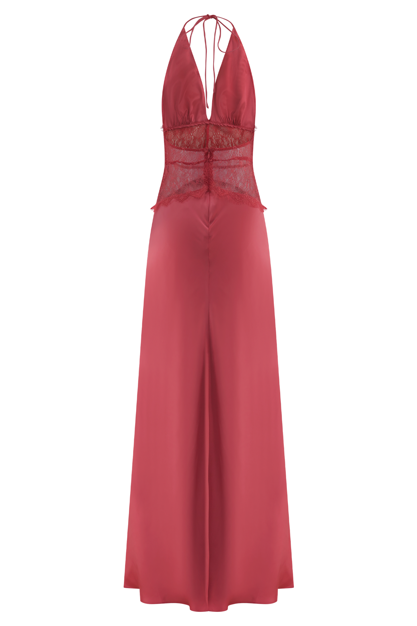 Robe Maxi en Dentelle et Satin Dinah - Rose Poudré