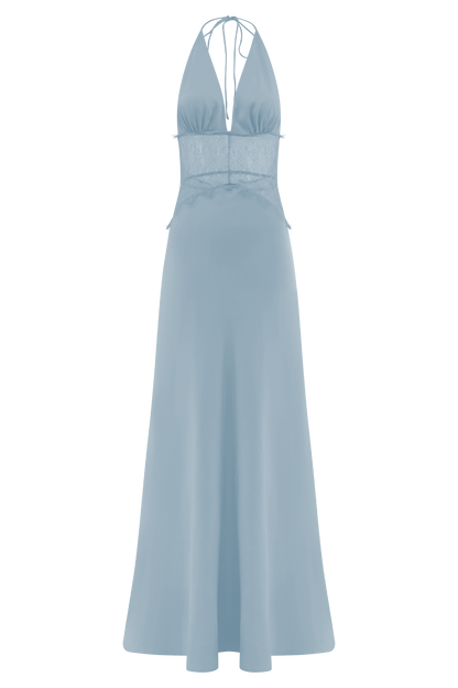 Robe Maxi en Dentelle et Satin Dinah - Bleu Bleu Roi