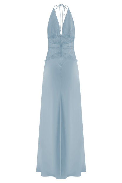 Robe Maxi en Dentelle et Satin Dinah - Bleu Bleu Roi