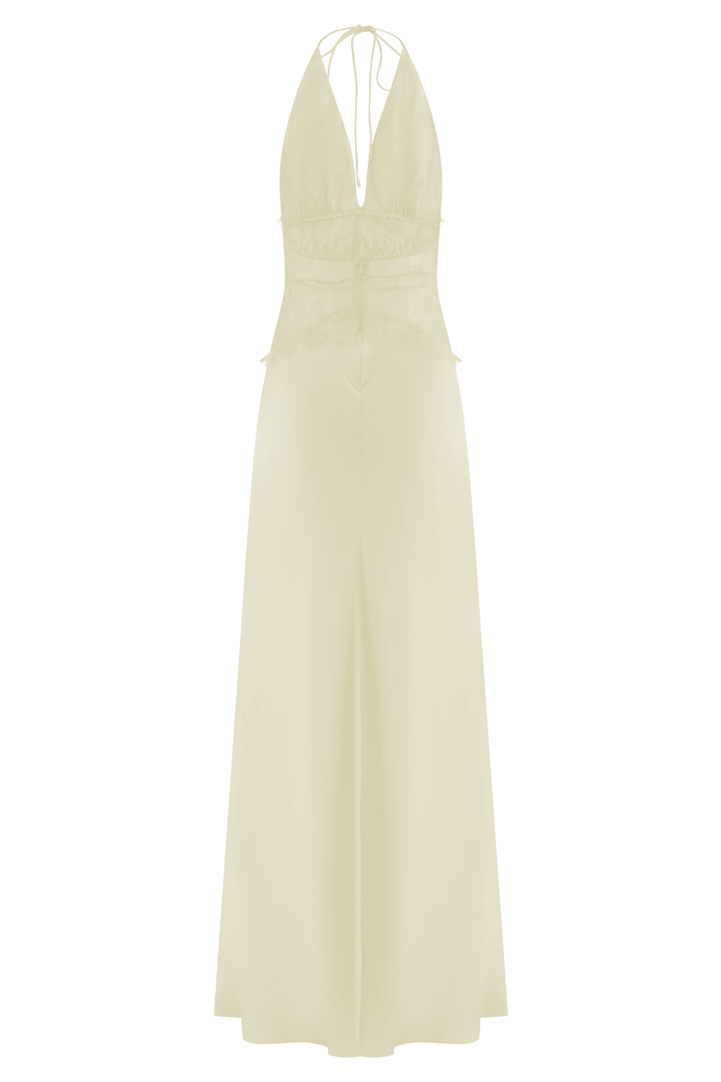Robe Maxi en Dentelle et Satin Dinah - Citron