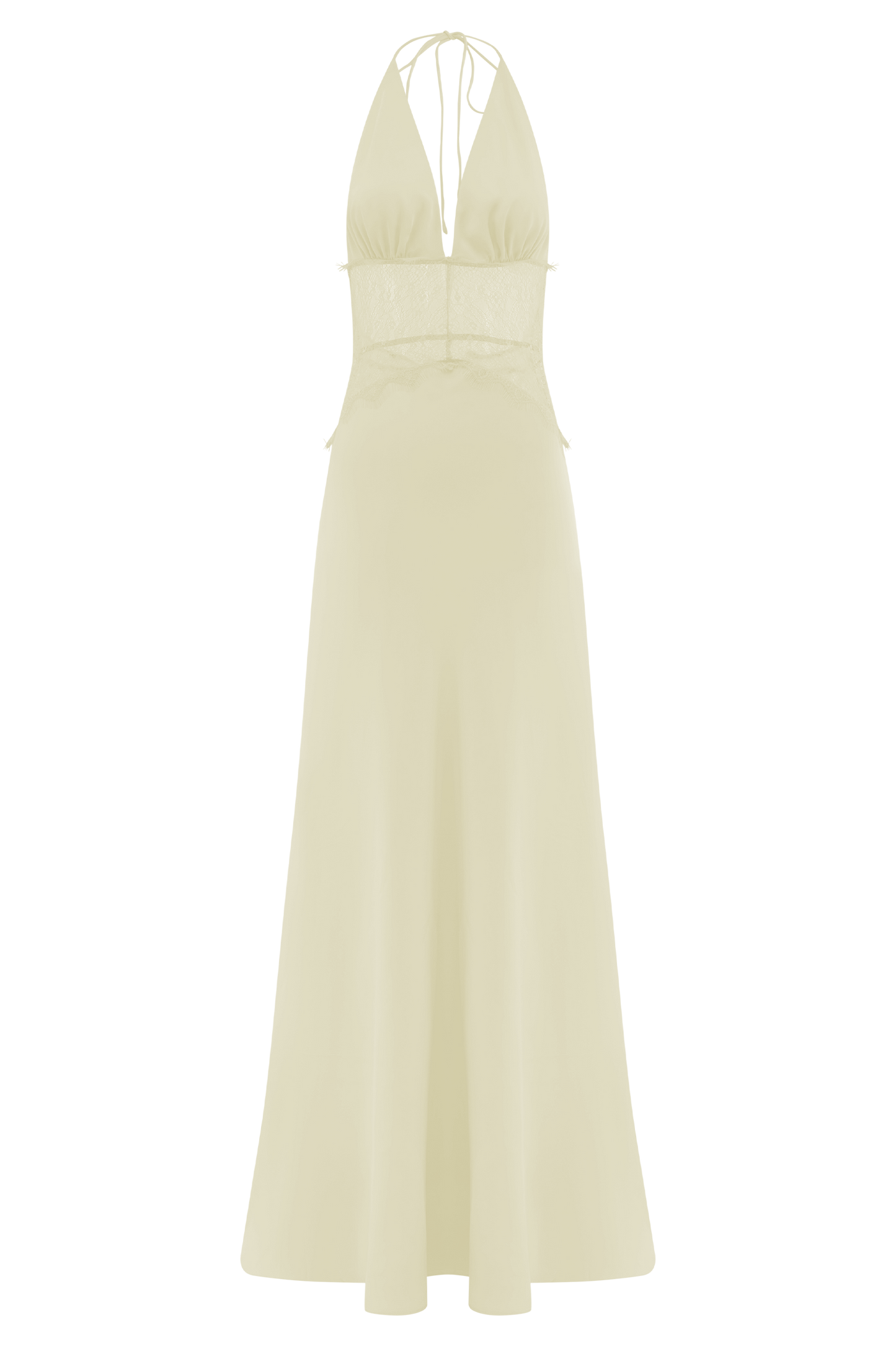 Robe Maxi en Dentelle et Satin Dinah - Citron