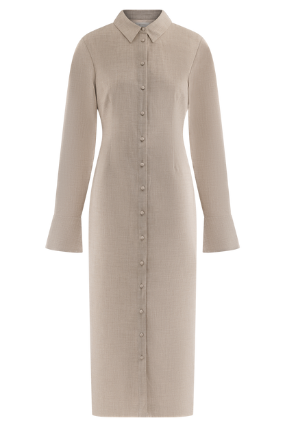 Robe midi Dorian à manches courtes, ajustée - Gris clair mêlé