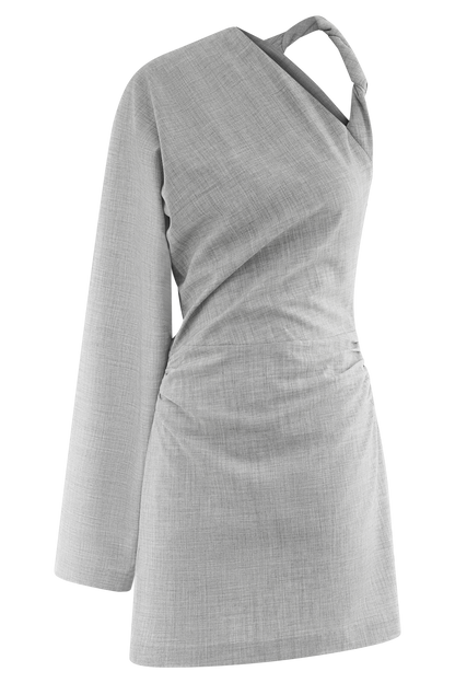Mini-robe Dorian à épaules torsadées - Gris anthracite chiné