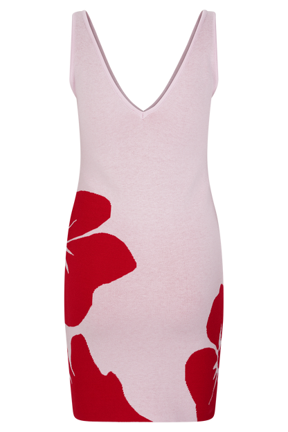 Mini-robe en jersey imprimé Dorothy - Imprimé floral rouge Art déco