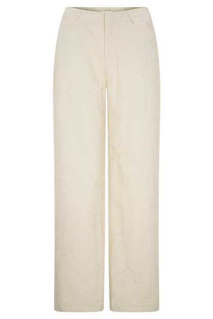 Jeans en jean brodés Ebony - Crème