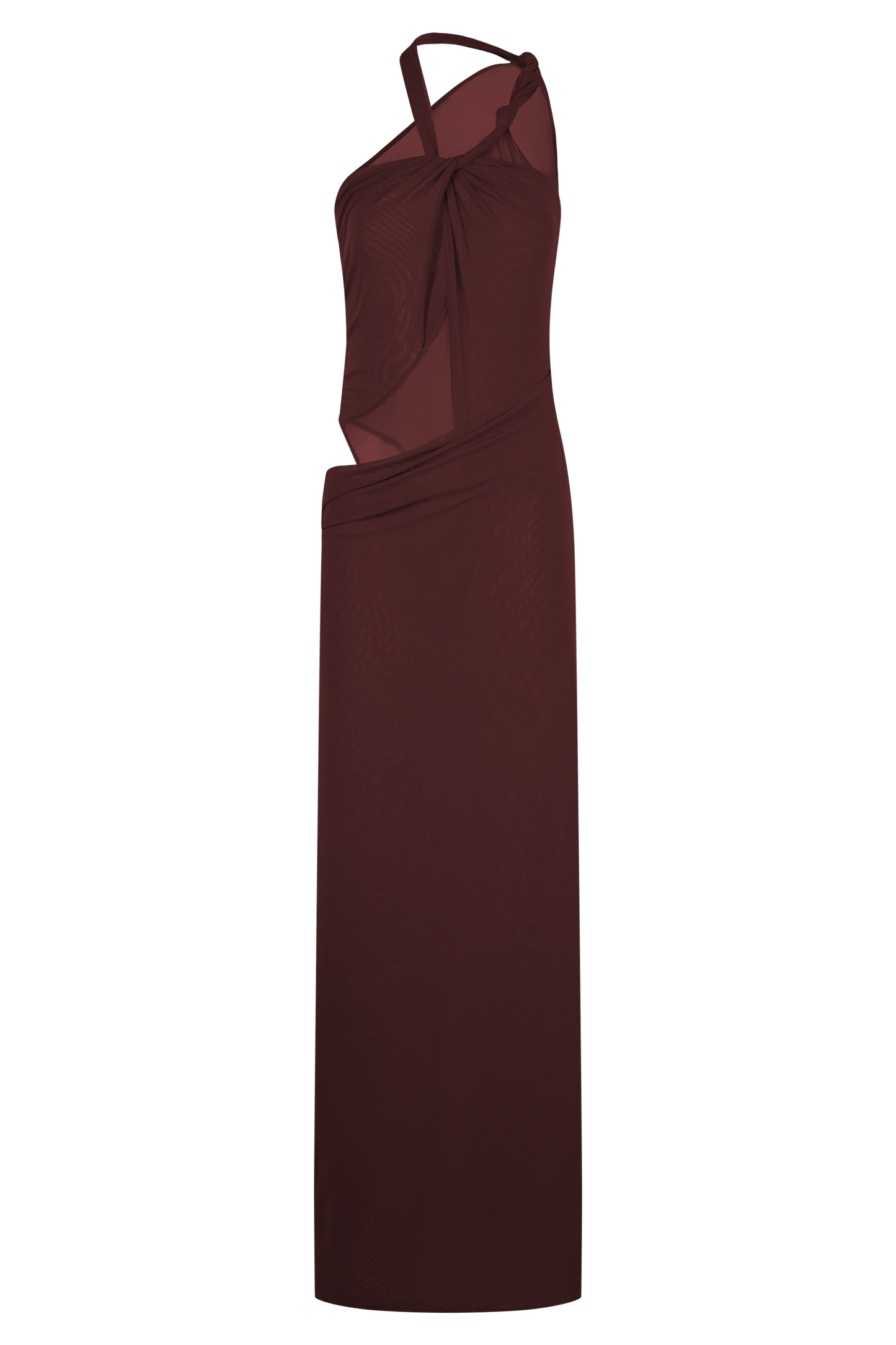 Robe Maxi en Maille à Nœuds Edwina - Brun-Rouge
