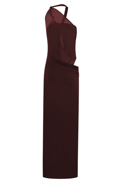 Robe Maxi en Maille à Nœuds Edwina - Brun-Rouge