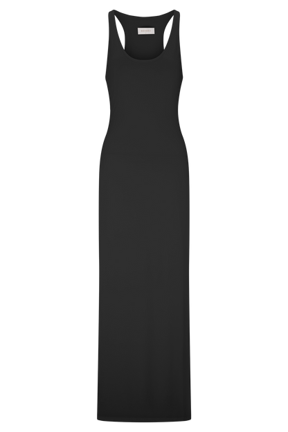 Haut Ellerie à dos nageur et longueur allongée - Noir