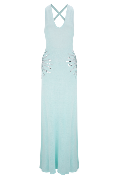 Robe Maxi Tricotée Ellington avec Paillettes - Lagoon