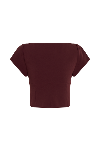 Top tailleur à manches courtes et longueur allongée Ellis - Brun-rouge