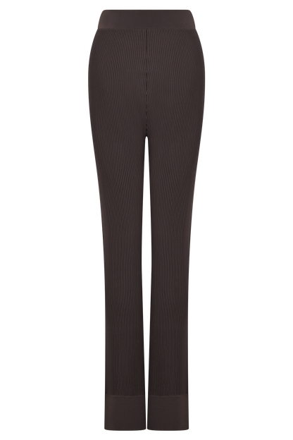 Pantalon côtelé en tricot Elodie - Chocolat