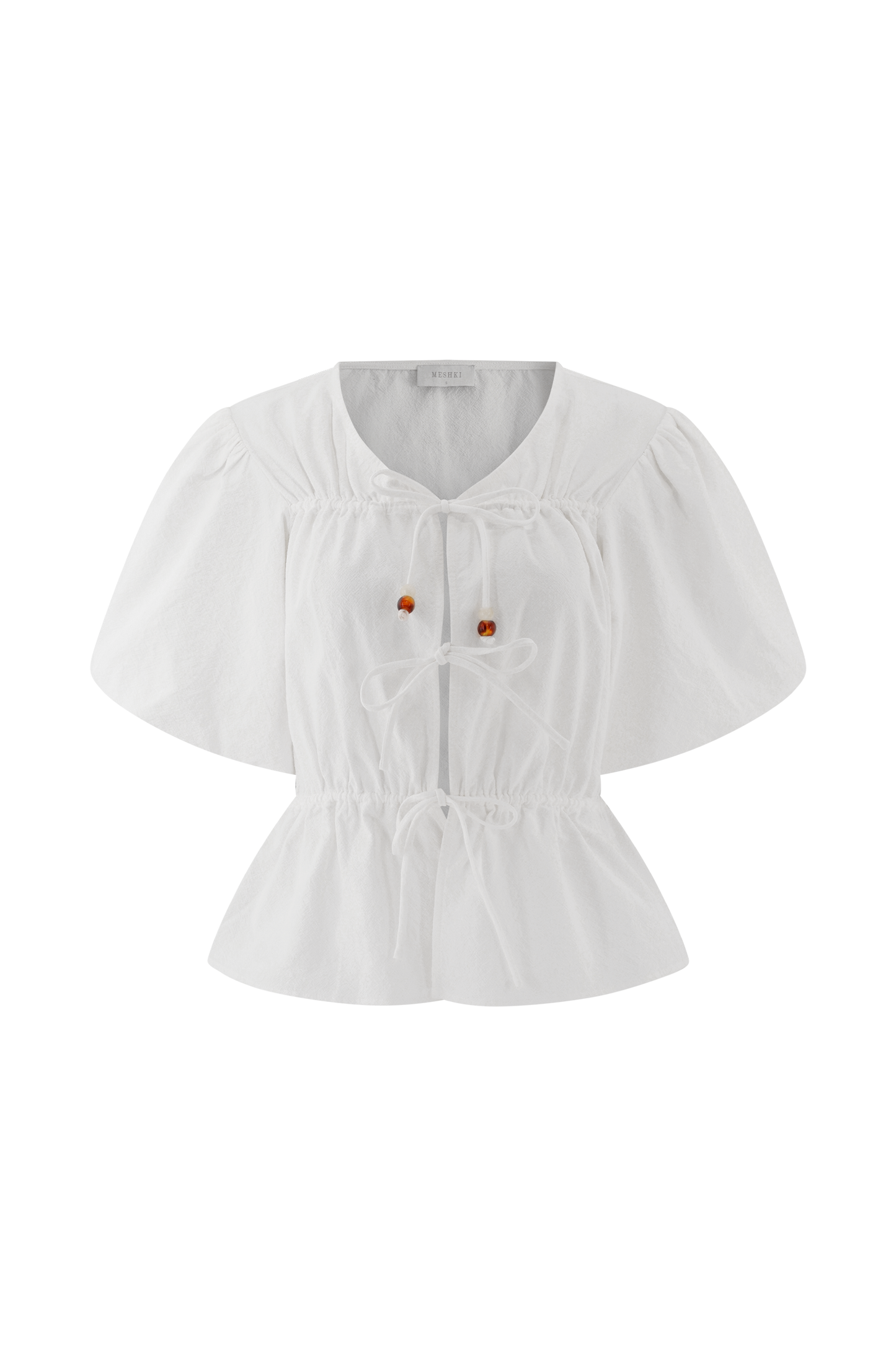 Emilie Haut en coton à manches bouffantes - Blanc