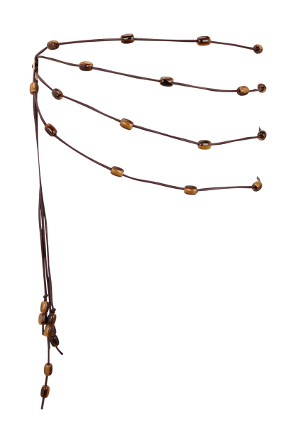 Ceinture Enid en simili cuir avec perles - Chocolat