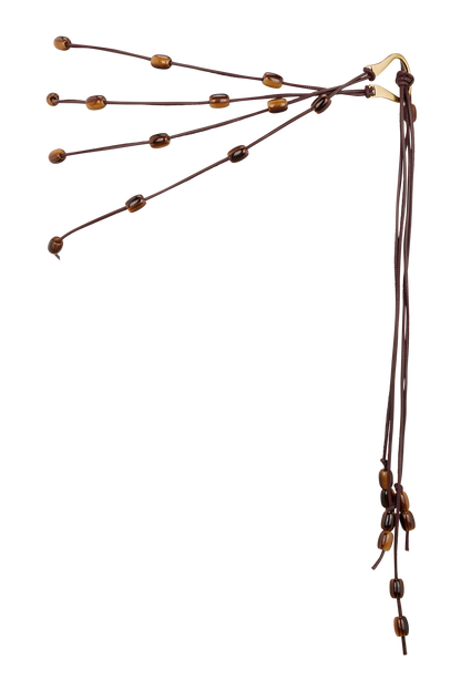 Ceinture Enid en simili cuir avec perles - Chocolat