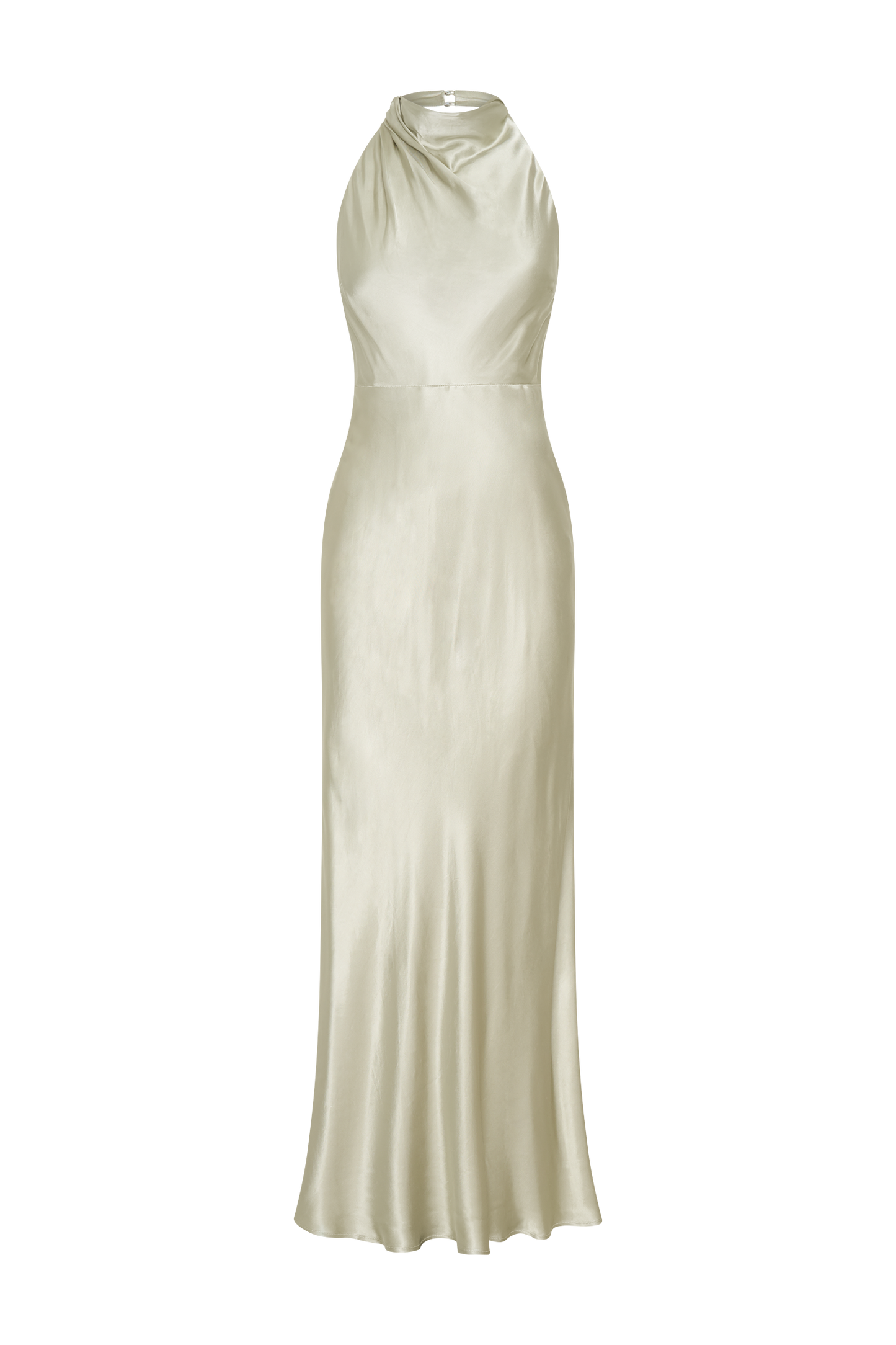 Robe longue satinée irisée à col châle Esther - SAGE
