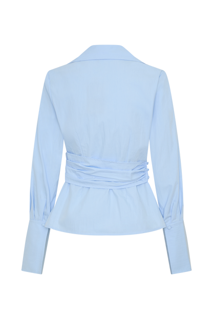 Chemise en coton à envelopper Eugenia - Bleu