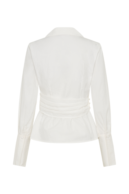 Chemise en coton à envelopper Eugenia - Blanc