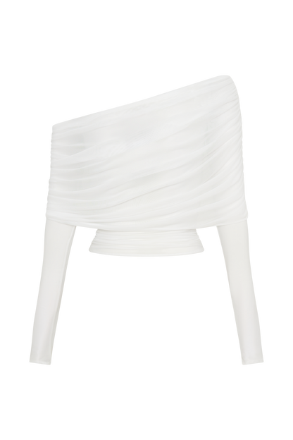 Top en mousseline de soie à épaules dénudées Everly - Ivoire