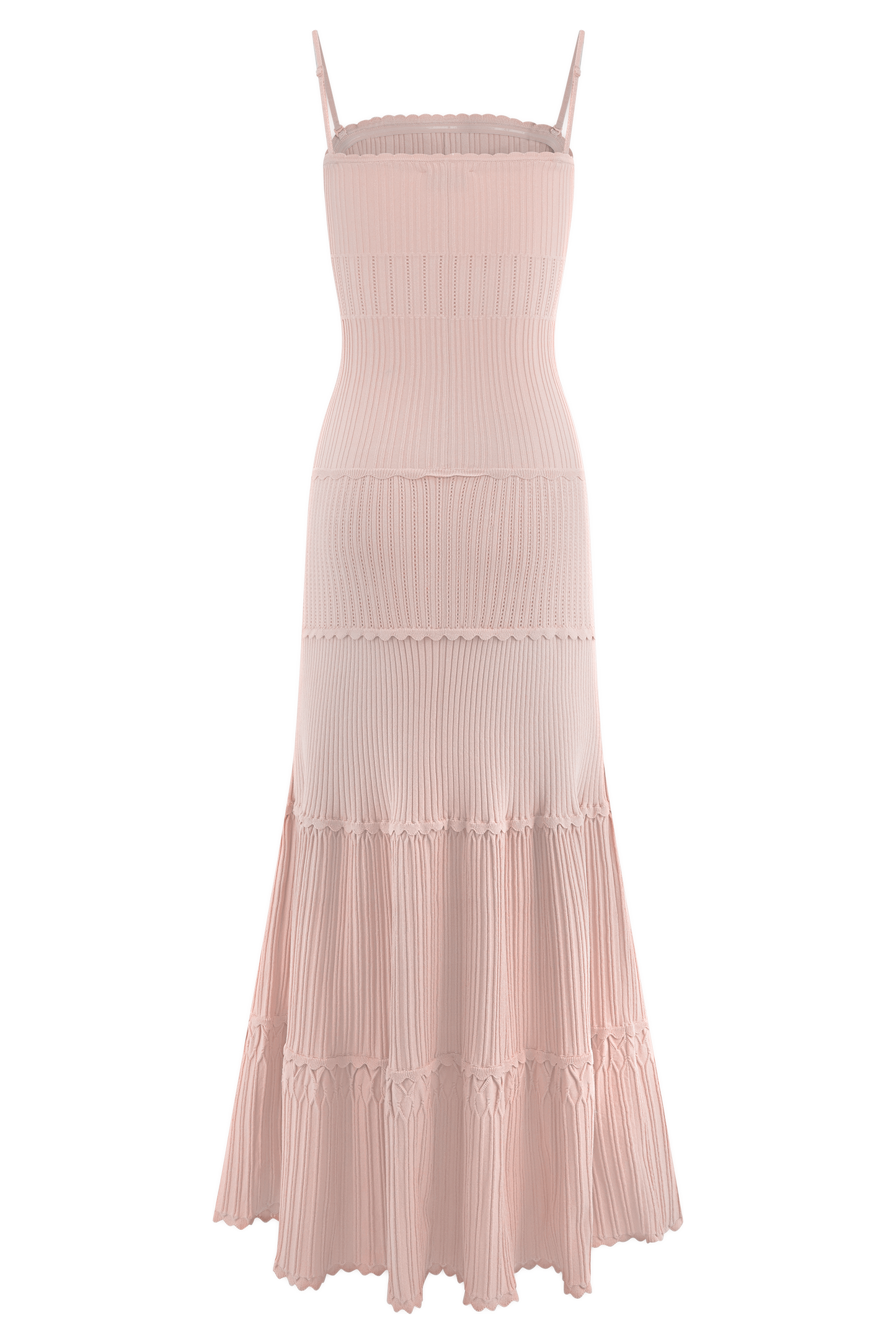 Robe Maxi en Tricot à Motifs Perforés Finley - Rose Poussière