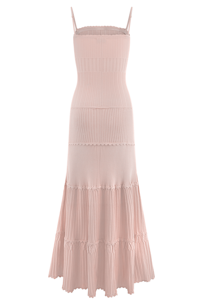 Robe Maxi en Tricot à Motifs Perforés Finley - Rose Poussière