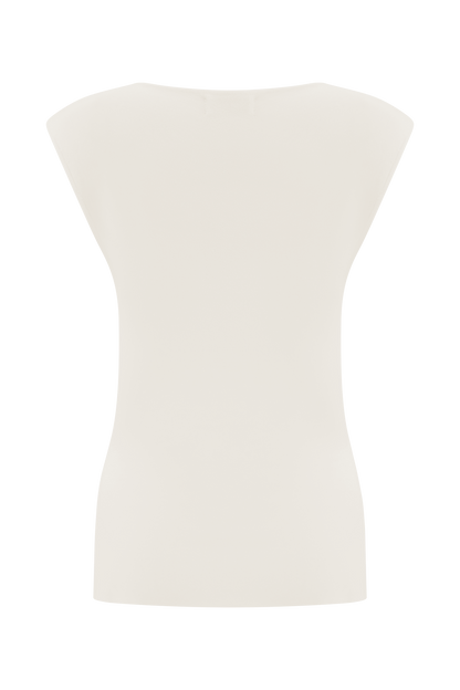 Francisca Cowl Neck Knit Top - White
