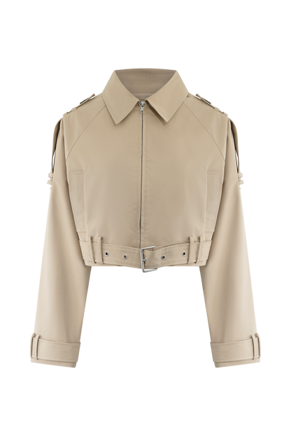 Frank Cropped Collared Jacket - Camel