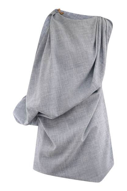 Mini-robe drapée Gabriella - Bleu charbon marbré
