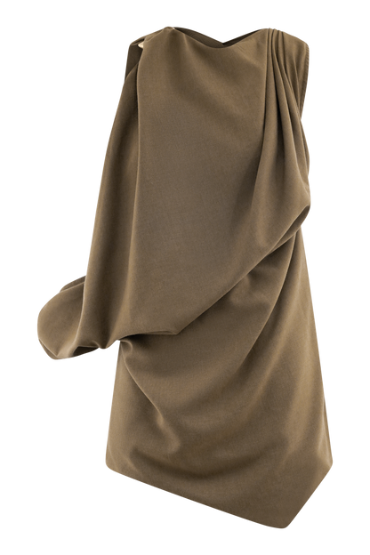 Mini-robe drapée Gabriella - Marron clair chiné