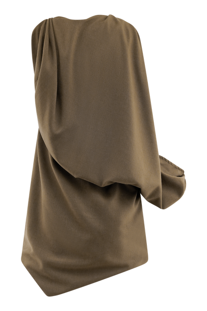 Mini-robe drapée Gabriella - Marron clair chiné