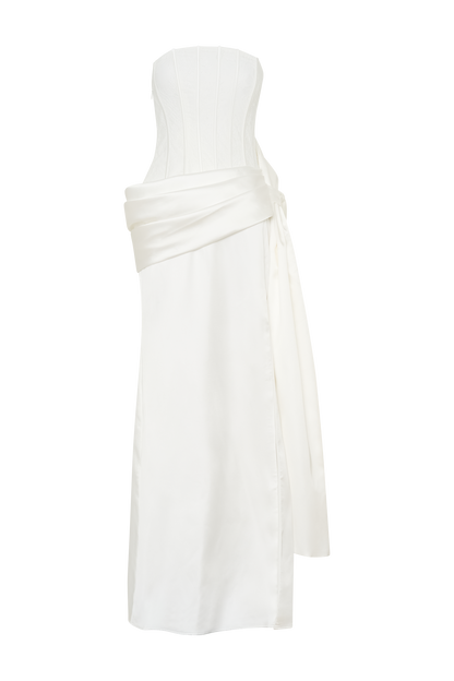 Galia Robe Corset en Satin - Blanc