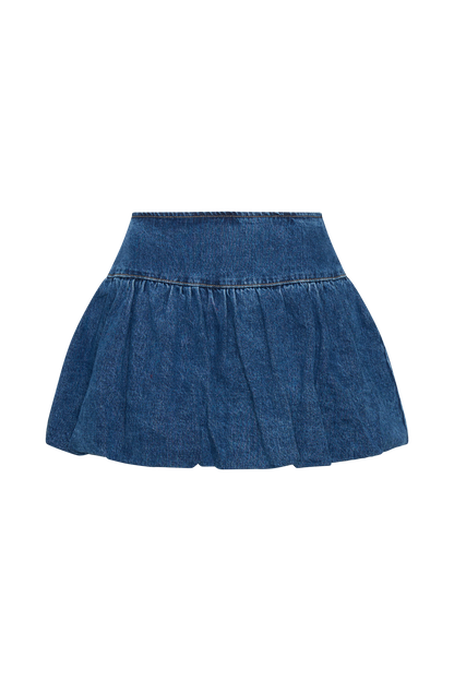 Jupe mini en jean à bulles Genia - Bleu foncé