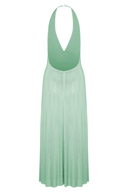 Genie Diamante Robe Midi à Manches Frangées - Menthe