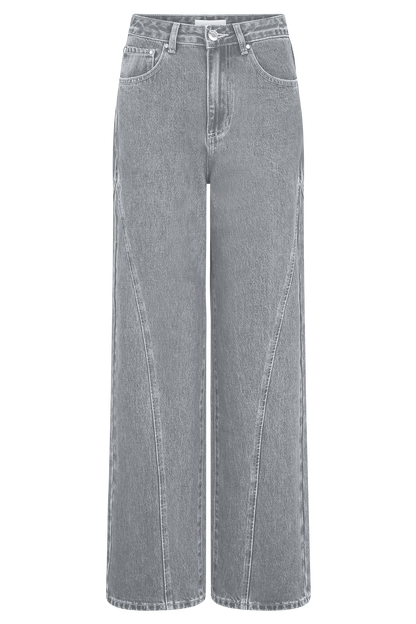 Jeans en jean à panneaux et taille mi-haute Georgette - Gris